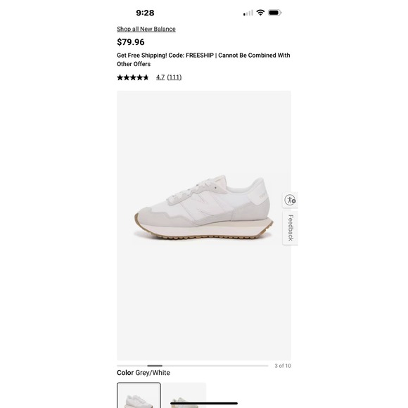 New Balance Women's 237 Casual Sneakers Whote Gray Retro Comfort Sporty size 8 - Picture 3 of 13